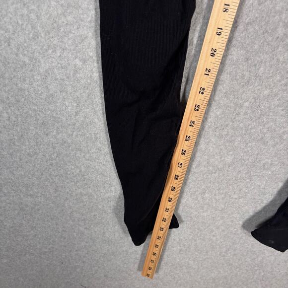 Alo Yoga Goddess Leggings Medium Gray Black High Rise Ribbed Ruched Ballet Dance - Picture 7 of 12